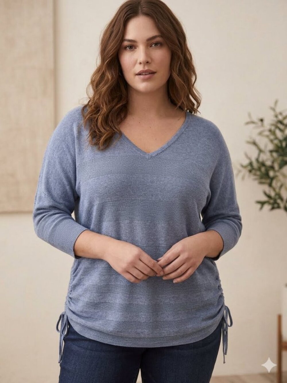 NWT Lane Bryant cotton blue-gray sweater, size 14/16